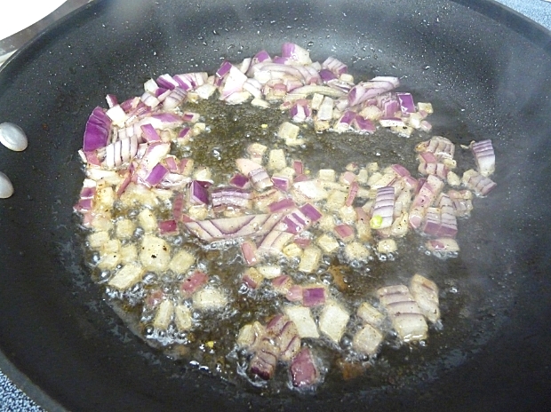 Use the bacon grease to saute the onions. See? Getting better. :)